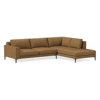 Harper 107" Right 2-Piece Bumper Chaise Sectional, Saddle Leather, Nut, Dark Bronze