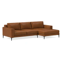 Harper 118" Right 2-Piece Chaise Sectional, Saddle Leather, Nut, Dark Bronze