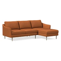 Sloane 96" Right 2-Piece Chaise Sectional, Saddle Leather, Nut, Champagne Bronze