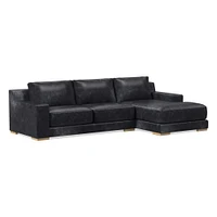 Dalton 121" Right 2-Piece Chaise Sectional, Saddle Leather, Nut, Almond