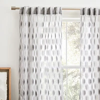 Sheer Shaded Dot Jacquard Curtain, Ivory, 48"x84", Set of 2