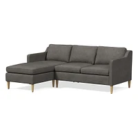 Hamilton 83" Left 2-Piece Chaise Sectional, Ludlow Leather, Gray Smoke, Almond