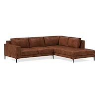 Harper 118" Right 2-Piece Chaise Sectional, Saddle Leather, Nut, Dark Bronze