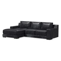 Dalton 111" Right 2-Piece Chaise Sectional, Ludlow Leather, Navy, Black