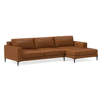 Harper 118" Right 2-Piece Chaise Sectional, Saddle Leather, Nut, Dark Bronze