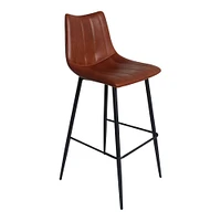 Modern Channeled Back Bar Stool, Brown, Set of 2