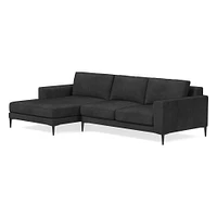 Harper 118" Right 2-Piece Chaise Sectional, Saddle Leather, Nut, Dark Bronze