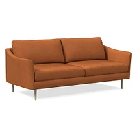 Sloane 86" Sofa, Saddle Leather, Nut, Light Bronze