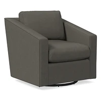 Tessa Swivel Chair, Poly, Saddle Leather, Nut, Concealed Support