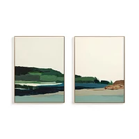 Spring Seascape Diptych I by Caryn Owen, Natural Wood Frame, Full Bleed, 30x40