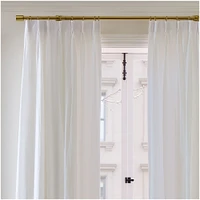 Pleated European Flax Linen Blackout Curtain, White, 48x84