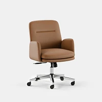 Softside Chair, High Back, Leather, Black, Black