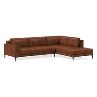 Harper 107" Right 2-Piece Bumper Chaise Sectional, Saddle Leather, Nut, Dark Bronze