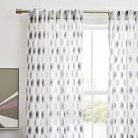 Sheer Shaded Dot Jacquard Curtain, Ivory, 48"x84", Set of 2