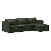 Harris 104" Right Multi-Seat Queen Sleeper Sectional w/ Storage, Saddle Leather, Nut