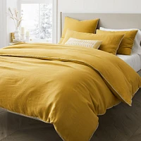 European Flax Linen Pom Twin Duvet