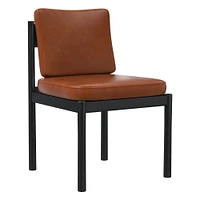 Halsey Side Chair Armless, Saddle Leather, Nut, Black