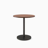 Restaurant Table, 30" Round W Sealer, Dark Walnut, Dining Ht Orbit Base, Bronze, Brass