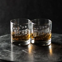 Hand Engraved Couples Glass Set, Hers/Hers Set Of 2