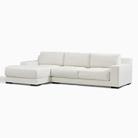 Dalton 121" Left 2-Piece Chaise Sectional, Yarn Dyed Linen Weave, Alabaster, Black