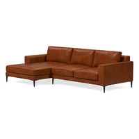 Harper 118" Right 2-Piece Chaise Sectional, Saddle Leather, Nut, Dark Bronze