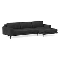 Harper 118" Right 2-Piece Chaise Sectional, Saddle Leather, Nut, Dark Bronze