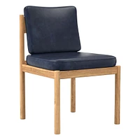 Halsey Side Chair Armless, Saddle Leather, Nut, Black