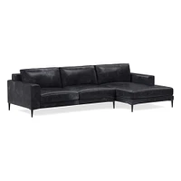 Harper 118" Right 2-Piece Chaise Sectional, Saddle Leather, Nut, Dark Bronze