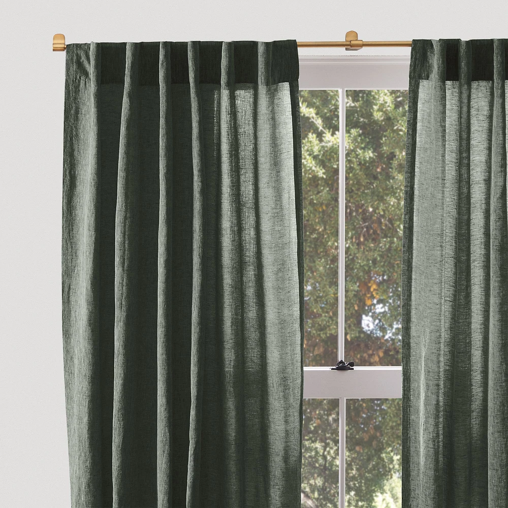 European Flax Linen Curtain, 48"x84", Pearl Gray