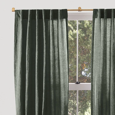 European Flax Linen Curtain, 48"x84", Pearl Gray