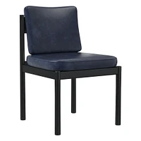 Halsey Side Chair Armless, Saddle Leather, Nut, Black