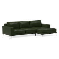 Harper 118" Right 2-Piece Chaise Sectional, Saddle Leather, Nut, Dark Bronze