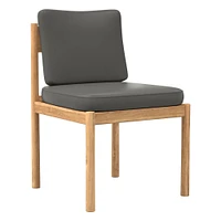 Halsey Side Chair Armless, Saddle Leather, Nut, Black