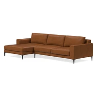 Harper 118" Right 2-Piece Chaise Sectional, Saddle Leather, Nut, Dark Bronze