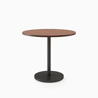 Restaurant Table, 30" Round W Sealer, Dark Walnut, Dining Ht Orbit Base, Bronze, Brass