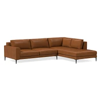 Harper 107" Right 2-Piece Bumper Chaise Sectional, Saddle Leather, Nut, Dark Bronze