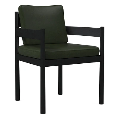 Halsey Arm Dining Chair, Saddle Leather, Nut, Black