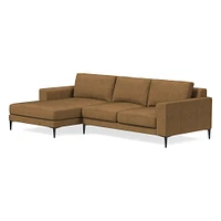 Harper 118" Right 2-Piece Chaise Sectional, Saddle Leather, Nut, Dark Bronze