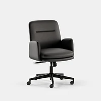 Softside Chair, High Back, Leather, Black, Black