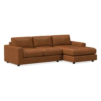 Urban 106" Right 2-Piece Chaise Sectional, Saddle Leather, Nut, Poly-Fill