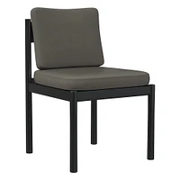 Halsey Side Chair Armless, Saddle Leather, Nut, Black