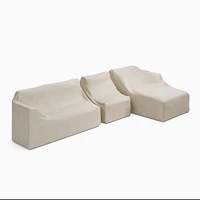 Caldera Outdoor Aluminum Sectional, Set 4: Left Arm Sofa + Armless Single Right Chaise Protective Cover Pack