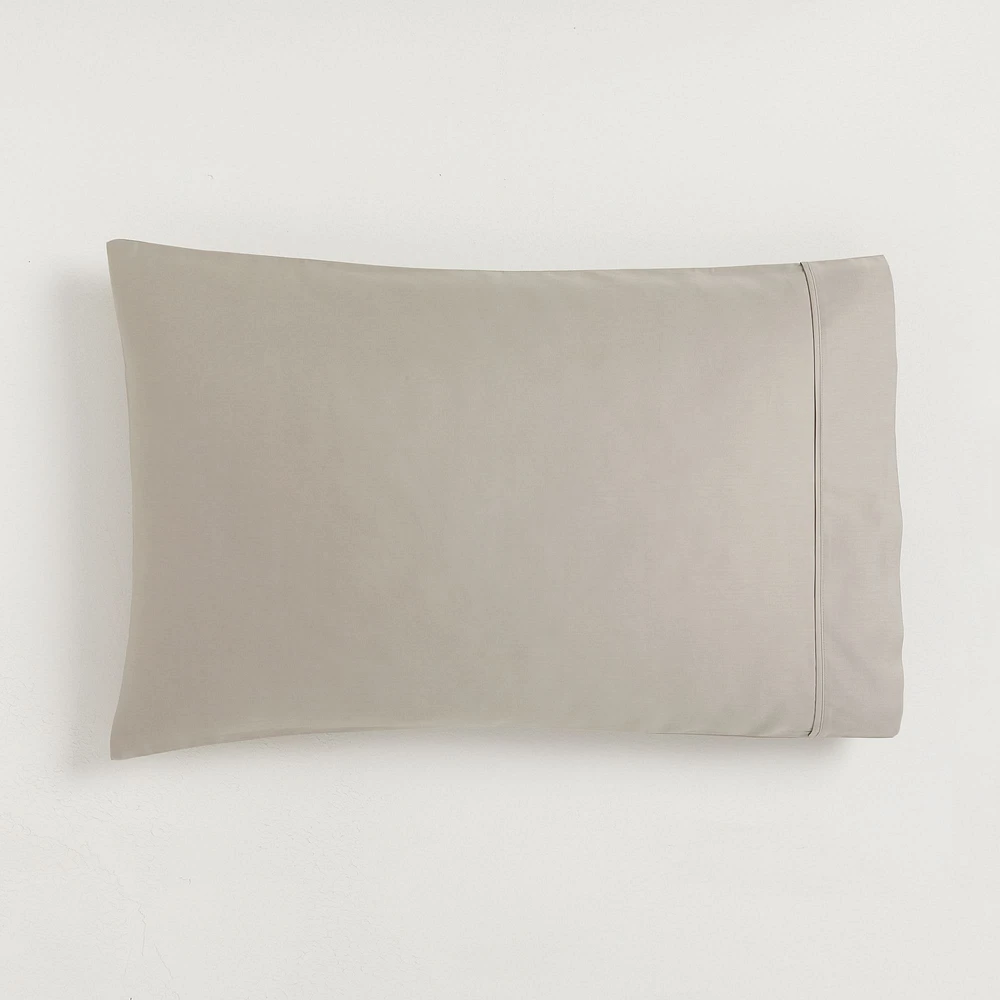 400TC Organic Sateen Wide Hem Standard  Pillowcase, White