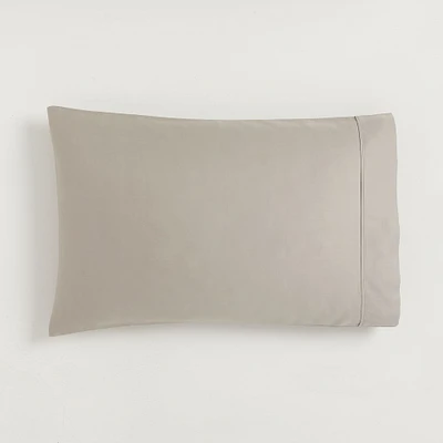 400TC Organic Sateen Wide Hem Standard  Pillowcase, White