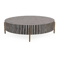 Graphic Stripes 36" Round Coffee Table, Camel Bone