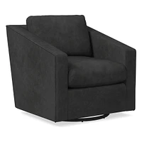 Tessa Swivel Chair, Poly, Saddle Leather, Nut, Concealed Support