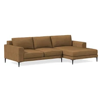 Harper 118" Right 2-Piece Chaise Sectional, Saddle Leather, Nut, Dark Bronze