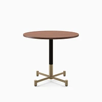 Restaurant Table, 30" Round W Sealer, Dark Walnut, Dining Height 4 Branch Base, Bronze, Brass