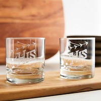 Hand Engraved Couples Glass Set, Hers/Hers Set Of 2