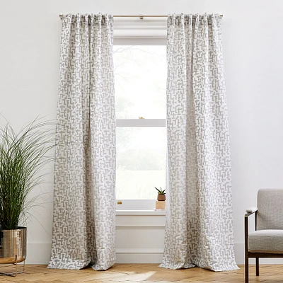 Maze Jacquard Curtain, Natural, 48"x84", Set of 2